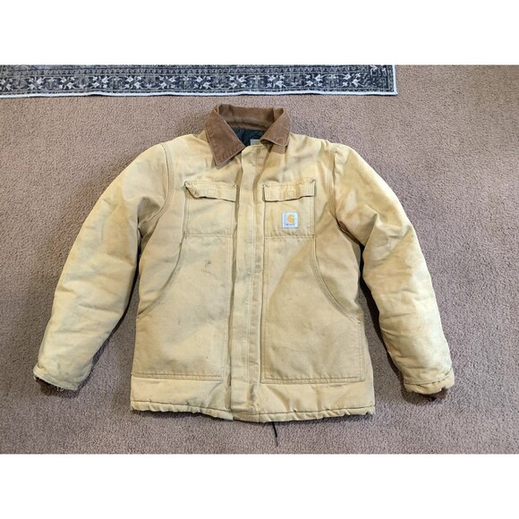 VTG Carhartt C03 BRN Mens Tan Duck Arctic Quilt Lined Jacket Preowned Large Reg.